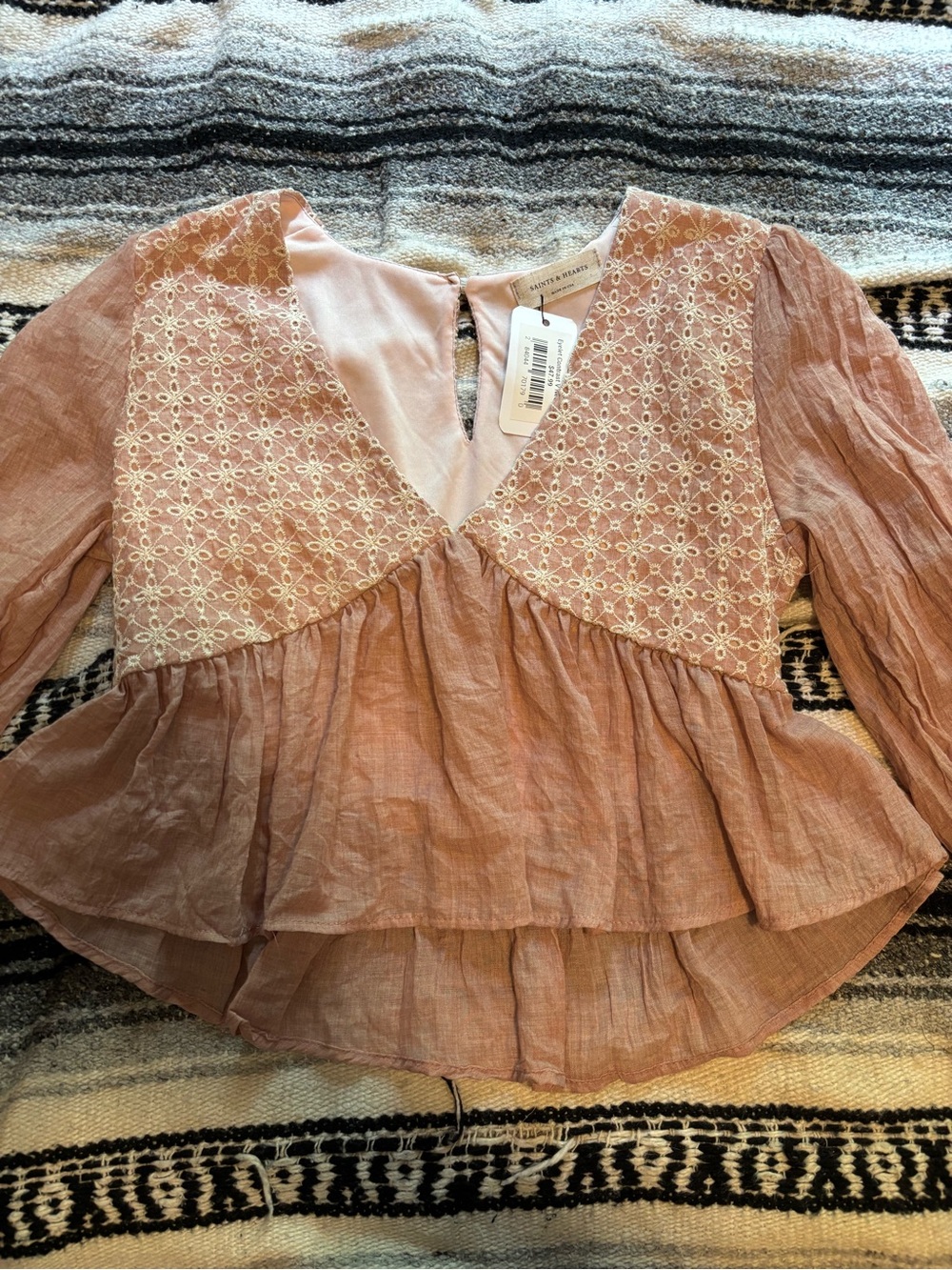 Rag & Bone Pink Embroidered Peplum Tunic
